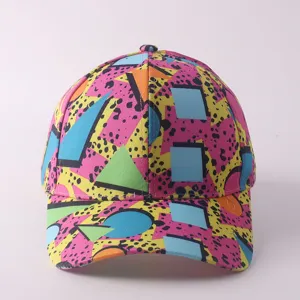 Gorra de béisbol con estampado geométrico retro patrón abstracto colorido visera