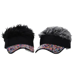 Gorra con visera de pelo puntiagudo y pedrería de colores, sombrero de sol original para exterior.