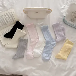 Sommer japanischer Stil Spitzenbesatz hohles Mesh atmungsaktive Socken mehrfarbig set