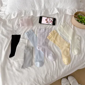 Damen Seide Casual Slouchy Wadenlange Socken Dünn Einfarbig Atmungsaktiv Nahtlose Fußspitze Ballett Stil Socken Für Den Alltag