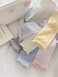 Maulbeerseide Rüschen Spitzen Socken Damen, atmungsaktiv Netz Frühlingssommer süße Strümpfe