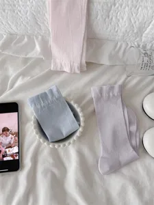 Damen Pastell Mittelsocken bequem weich süß Ballett Stil täglich atmungsaktiv Strümpfe neu