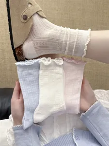 Maulbeerseide Spitzen Socken Damen Frühling Sommer atmungsaktive hohle Mesh Röhrensocken