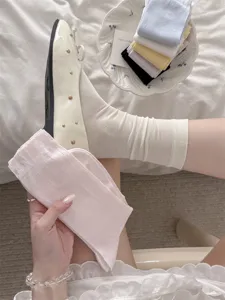 Damen weiße feine Seidensocken Ballett Stil atmungsaktive dünne Schlauchsocken Alltagskleidung