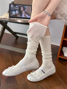 Stile coreano calzini bianchi sottili in cotone stile balletto calze slouch per donne