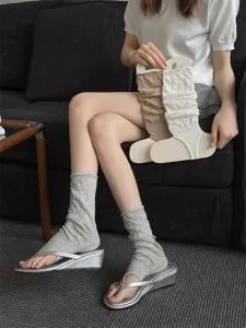 Hollow mesh ballet style stirrup leg warmers summer thin calf socks solid color slim fit design