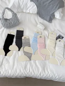 Ballet style stirrup leg warmers summer thin solid color stacking socks for women comfortable