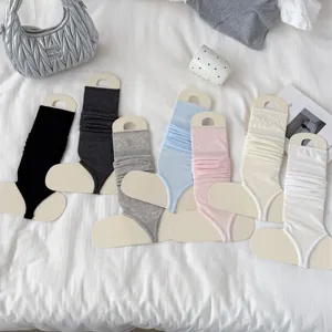 Women Solid Color Ballet Style Stirrup Leg Warmers Summer Thin Breathable Stacked Long Socks Casual Fashion