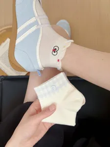 Chaussettes courtes style japonais mignon pour femmes, coton peigné respirant, chaussettes cheville