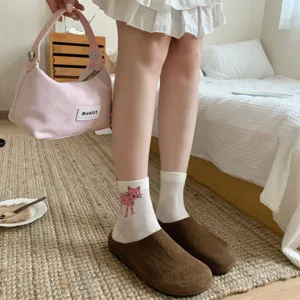 Summer breathable mesh women's socks with cute cat cartoon pattern, comfortable daily wear.