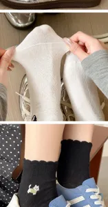 Retro embroidered cat women socks cute cotton vintage low cut dress footwear hosiery
