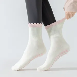 Calzini da yoga antiscivolo da donna, stile balletto cotone fitness per pilates e corsa.
