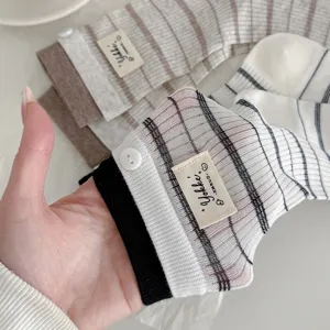 Chaussettes Mi-Haut Rayées Femme Printemps Été Fines Chaussettes Décontractées
