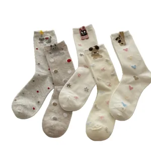Cute 3D cartoon animal cotton socks set, comfortable mid-tube women fashion casual hosiery