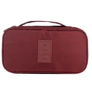 Portable travel underwear organizer bag multi-functional portable storage wash bag maroon.