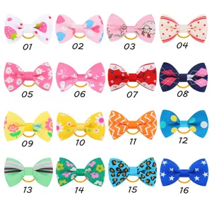 Set di 16 elastici per capelli con fiocchi in grosgrain stampati per acconciature