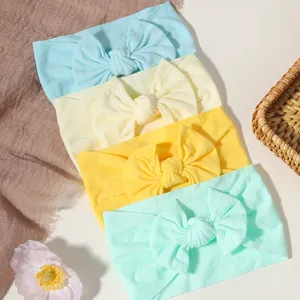 Weiche Baby-Haarbänder aus Nylon mit großen Schleifen in vier Pastellfarben