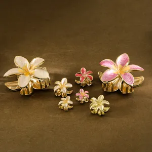 Romantic Plumeria Hair Claw Zinc Alloy Colorful Flower Hair Clip For Women Korean Style Floral Hair Accessories Hairpin