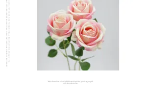 Detailed close-up of pink hand-feel velvet artificial roses for wedding and home decor