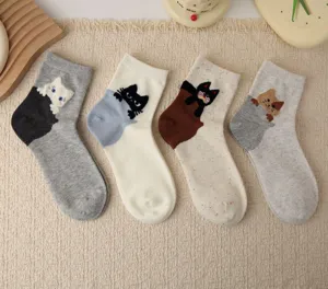 Cute cat heel ankle socks detail, soft cotton cartoon breathable casual cute hosiery for women.