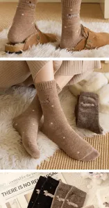 Calcetines termicos y acogedores con bonito bordado de perrito para calidez de invierno