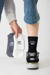 Details of cityboy cotton crew socks featuring letter print, perfect for daily wear.