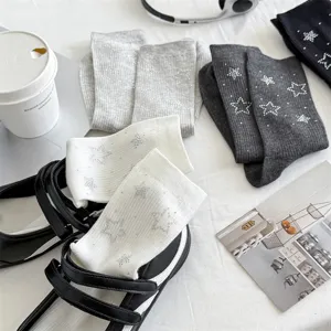 Damen Strass Stern Socken Strick Strumpfwaren stilvolle koreanische Baumwolle Socken