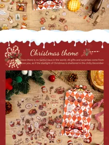 Weihnachtsthema flache dekorative Aufkleber und Tagebuch-Materialpaket für Feiertags-Basteln.