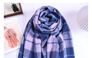 Autumn winter imitation cashmere plaid scarf thick boucle yarn warm fashion shawl neck warmer.