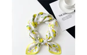 Women imitation silk square scarf lemon print versatile 70cm fashion neckerchief