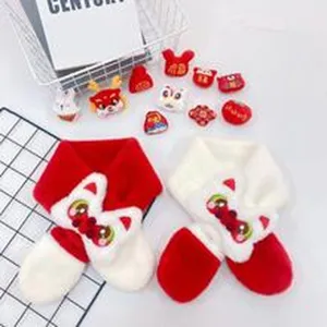 Kids plush winter scarf warm thick neck warmer cute cartoon scarf for boys and girls