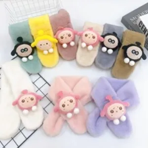 Children plush winter warm scarf cute cartoon doll thick neckerchief soft toddler muffler
