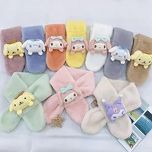 Kids plush cartoon winter warm scarf cute plush character neck warmer winter children