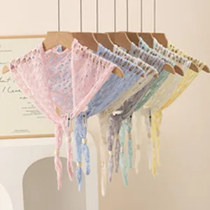 Scialle triangolare in maglia traforata stile coreano leggero traspirante estivo