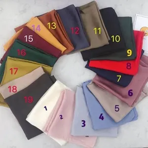 Multi-color square hijab scarf set, elegant draped head wrap, vibrant color variant display.