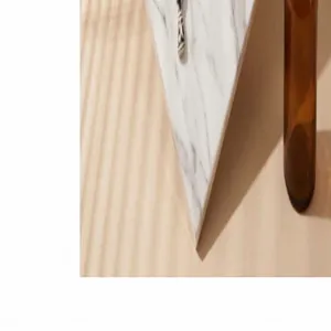 Elegant resort style triangle scarf detail shot with premium aesthetic minimalist marble background.