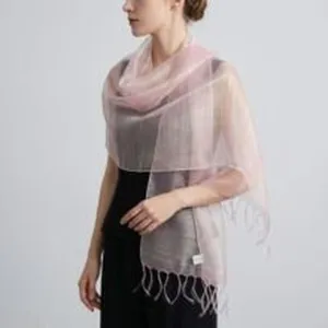 Women Silk Blend Scarf Spring Autumn Long Tassel Shawl High-End Versatile Lightweight Breathable Fashion Neck Scarf