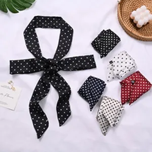Chic Foulard in seta sottile a pois da donna, elegante sciarpa estiva nastro versatile