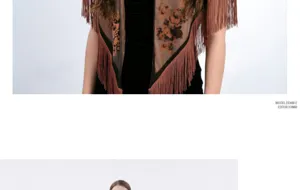 Primo piano dettagliato dello scialle in velluto jacquard floreale con eleganti frange.