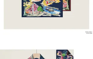 Vue détaillée du bord roule main exquis et du motif de ville européenne sur le foulard en soie élégant.
