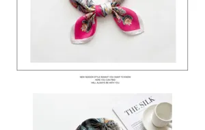 Exquisite floral printed imitation silk square scarf detail view, stylish and elegant design.