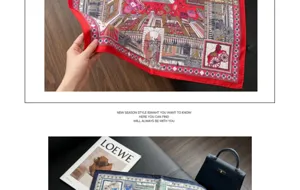 Women 70cm imitation silk square scarf retro carriage print elegant neckerchief chic shawl