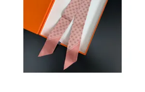 French twill long silk scarf for women, stylish pink heart hair band and bag ribbon.