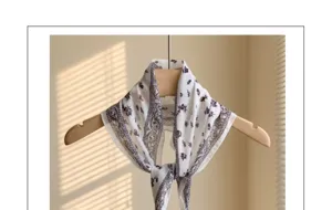 Bohemian retro floral small scarf detail, elegant cotton linen neckerchief display.