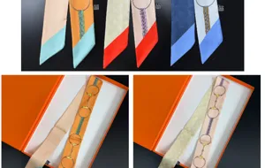 French twill silk narrow scarf women elegant hair band stylish bag ribbon decoration