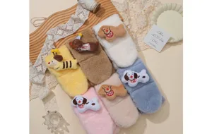 Kids winter plush cross scarf warm soft baby neckerchief cute puppy plush doll neck collar