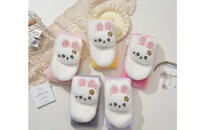 Kids winter plush scarf cute cartoon rabbit neck warmer details display and colors