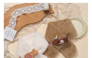 Kids plush cross scarf winter warm baby neckerchief cute dachshund puppy plush doll design