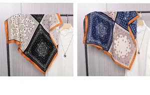 Λεπτομερης εικονα vintage κασκολ paisley, μαλακη βελούδινη μαντιλα και κομψό φουλάρι.