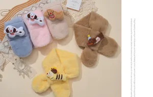 Children plush cross scarf winter warm baby neckerchief cute dachshund puppy doll neck warmer